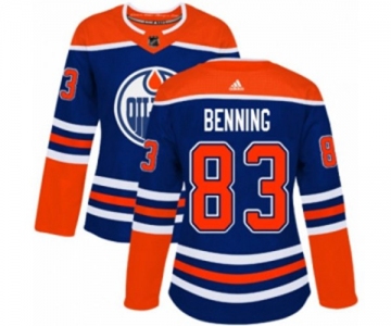 Women Adidas Edmonton Oilers #83 Matt Benning Authentic Royal Blue Alternate NHL Jersey