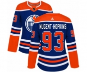 Women Adidas Edmonton Oilers #93 Ryan Nugent-Hopkins Authentic Royal Blue Alternate NHL Jersey