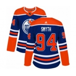 Women Adidas Edmonton Oilers #94 Ryan Smyth Authentic Royal Blue Alternate NHL Jersey