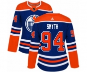 Women Adidas Edmonton Oilers #94 Ryan Smyth Authentic Royal Blue Alternate NHL Jersey