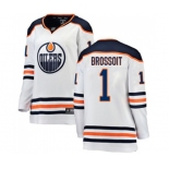 Women Edmonton Oilers #1 Laurent Brossoit Authentic White Away Fanatics Branded Breakaway NHL Jersey