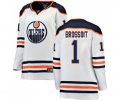 Women Edmonton Oilers #1 Laurent Brossoit Authentic White Away Fanatics Branded Breakaway NHL Jersey