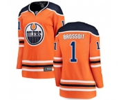 Women Edmonton Oilers #1 Laurent Brossoit Fanatics Branded Orange Home Breakaway NHL Jersey