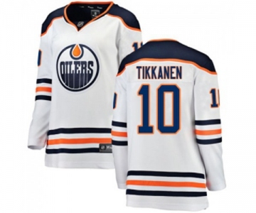 Women Edmonton Oilers #10 Esa Tikkanen Authentic White Away Fanatics Branded Breakaway NHL Jersey