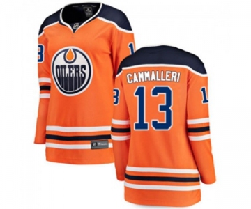 Women Edmonton Oilers #13 Mike Cammalleri Authentic Orange Home Fanatics Branded Breakaway NHL Jersey