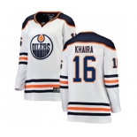 Women Edmonton Oilers #16 Jujhar Khaira Authentic White Away Fanatics Branded Breakaway NHL Jersey