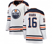 Women Edmonton Oilers #16 Jujhar Khaira Authentic White Away Fanatics Branded Breakaway NHL Jersey