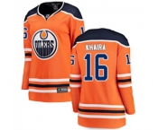 Women Edmonton Oilers #16 Jujhar Khaira Fanatics Branded Orange Home Breakaway NHL Jersey