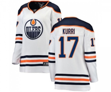 Women Edmonton Oilers #17 Jari Kurri Authentic White Away Fanatics Branded Breakaway NHL Jersey