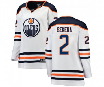 Women Edmonton Oilers #2 Andrej Sekera Authentic White Away Fanatics Branded Breakaway NHL Jersey