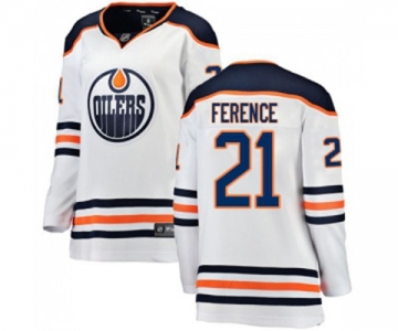 Women Edmonton Oilers #21 Andrew Ference Authentic White Away Fanatics Branded Breakaway NHL Jersey