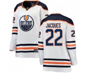 Women Edmonton Oilers #22 Jean-Francois Jacques Authentic White Away Fanatics Branded Breakaway NHL Jersey