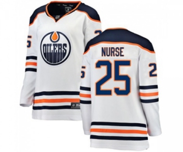 Women Edmonton Oilers #25 Darnell Nurse Authentic White Away Fanatics Branded Breakaway NHL Jersey