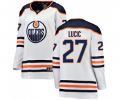 Women Edmonton Oilers #27 Milan Lucic Authentic White Away Fanatics Branded Breakaway NHL Jersey