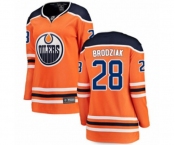 Women Edmonton Oilers #28 Kyle Brodziak Authentic Orange Home Fanatics Branded Breakaway NHL Jersey