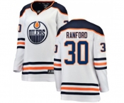 Women Edmonton Oilers #30 Bill Ranford Authentic White Away Fanatics Branded Breakaway NHL Jersey