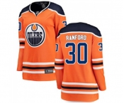 Women Edmonton Oilers #30 Bill Ranford Fanatics Branded Orange Home Breakaway NHL Jersey