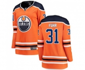 Women Edmonton Oilers #31 Grant Fuhr Fanatics Branded Orange Home Breakaway NHL Jersey