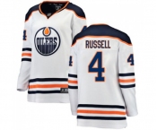 Women Edmonton Oilers #4 Kris Russell Authentic White Away Fanatics Branded Breakaway NHL Jersey