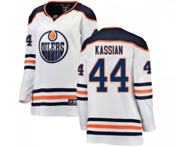 Women Edmonton Oilers #44 Zack Kassian Authentic White Away Fanatics Branded Breakaway NHL Jersey