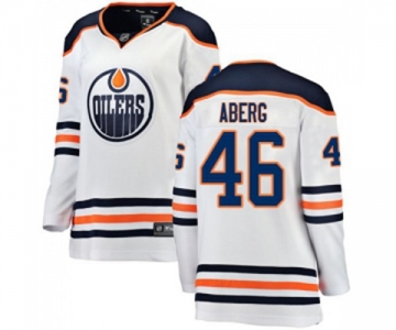 Women Edmonton Oilers #46 Pontus Aberg Authentic White Away Fanatics Branded Breakaway NHL Jersey