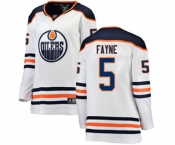 Women Edmonton Oilers #5 Mark Fayne Authentic White Away Fanatics Branded Breakaway NHL Jersey