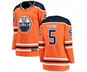 Women Edmonton Oilers #5 Mark Fayne Fanatics Branded Orange Home Breakaway NHL Jersey