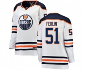 Women Edmonton Oilers #51 Brian Ferlin Authentic White Away Fanatics Branded Breakaway NHL Jersey