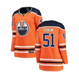 Women Edmonton Oilers #51 Brian Ferlin Fanatics Branded Orange Home Breakaway NHL Jersey