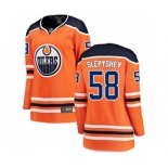 Women Edmonton Oilers #58 Anton Slepyshev Fanatics Branded Orange Home Breakaway NHL Jersey