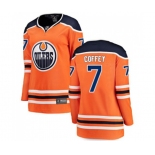 Women Edmonton Oilers #7 Paul Coffey Fanatics Branded Orange Home Breakaway NHL Jersey