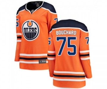 Women Edmonton Oilers #75 Evan Bouchard Authentic Orange Home Fanatics Branded Breakaway NHL Jersey