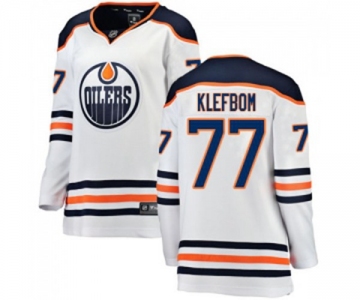 Women Edmonton Oilers #77 Oscar Klefbom Authentic White Away Fanatics Branded Breakaway NHL Jersey