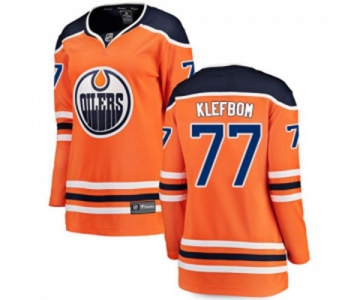 Women Edmonton Oilers #77 Oscar Klefbom Fanatics Branded Orange Home Breakaway NHL Jersey