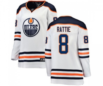 Women Edmonton Oilers #8 Ty Rattie Authentic White Away Fanatics Branded Breakaway NHL Jersey