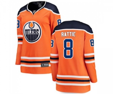 Women Edmonton Oilers #8 Ty Rattie Fanatics Branded Orange Home Breakaway NHL Jersey