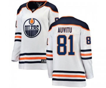 Women Edmonton Oilers #81 Yohann Auvitu Authentic White Away Fanatics Branded Breakaway NHL Jersey