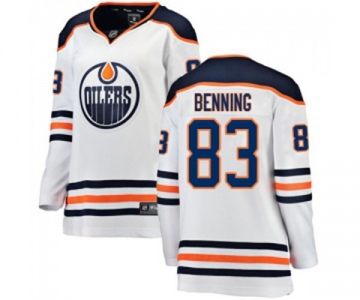 Women Edmonton Oilers #83 Matt Benning Authentic White Away Fanatics Branded Breakaway NHL Jersey