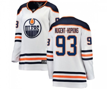 Women Edmonton Oilers #93 Ryan Nugent-Hopkins Authentic White Away Fanatics Branded Breakaway NHL Jersey