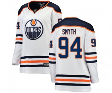 Women Edmonton Oilers #94 Ryan Smyth Authentic White Away Fanatics Branded Breakaway NHL Jersey