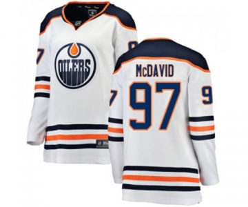 Women Edmonton Oilers #97 Connor McDavid Authentic White Away Fanatics Branded Breakaway NHL Jersey