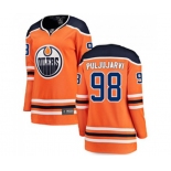 Women Edmonton Oilers #98 Jesse Puljujarvi Fanatics Branded Orange Home Breakaway NHL Jersey