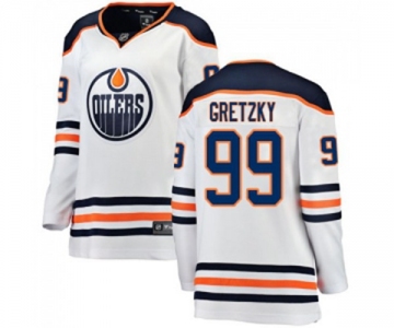 Women Edmonton Oilers #99 Wayne Gretzky Authentic White Away Fanatics Branded Breakaway NHL Jersey