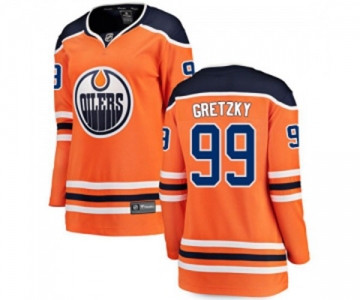 Women Edmonton Oilers #99 Wayne Gretzky Fanatics Branded Orange Home Breakaway NHL Jersey