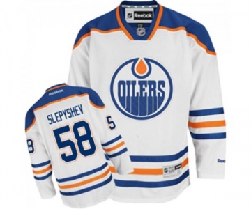 Women Reebok Edmonton Oilers #58 Anton Slepyshev Authentic White Away NHL Jersey