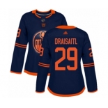 Women's Edmonton Oilers #29 Leon Draisaitl Authentic Navy Blue Alternate Hockey Jersey