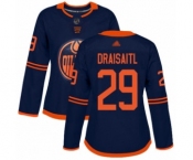 Women's Edmonton Oilers #29 Leon Draisaitl Authentic Navy Blue Alternate Hockey Jersey