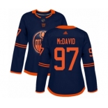 Women's Edmonton Oilers #97 Connor McDavid Authentic Navy Blue Alternate Hockey Jersey