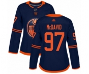 Women's Edmonton Oilers #97 Connor McDavid Authentic Navy Blue Alternate Hockey Jersey