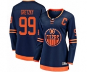 Women's Edmonton Oilers #99 Wayne Gretzky Authentic Navy Blue Alternate Fanatics Branded Breakaway Hockey Jersey